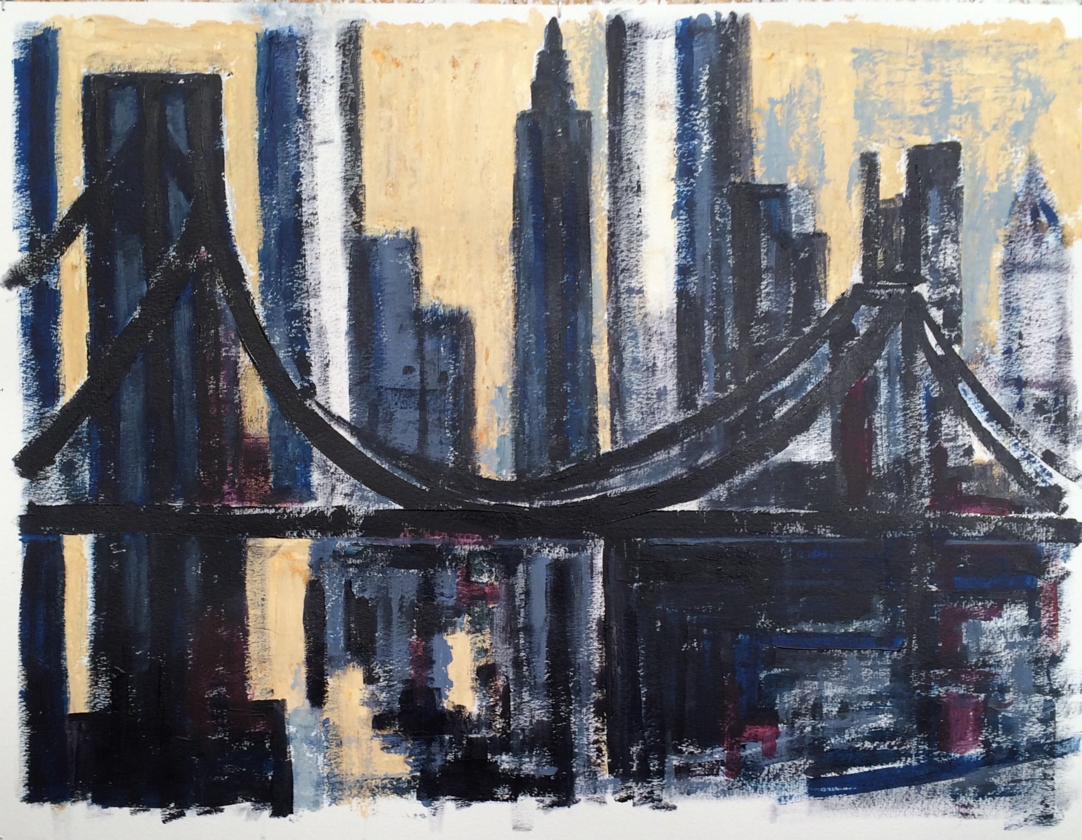N°2401 - Brooklyn Bridge - Acrylique sur papier - 50 x 65 cm - 26 avril 2016